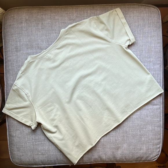 Raw Hem Cropped T-Shirt by Carpetcom Olive Neutral Basic XL - Picture 5 of 5